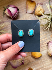 Sterling Silver Sonoran Mountain Turquoise Stud Earrings – Handmade by Artist Jason Ogg