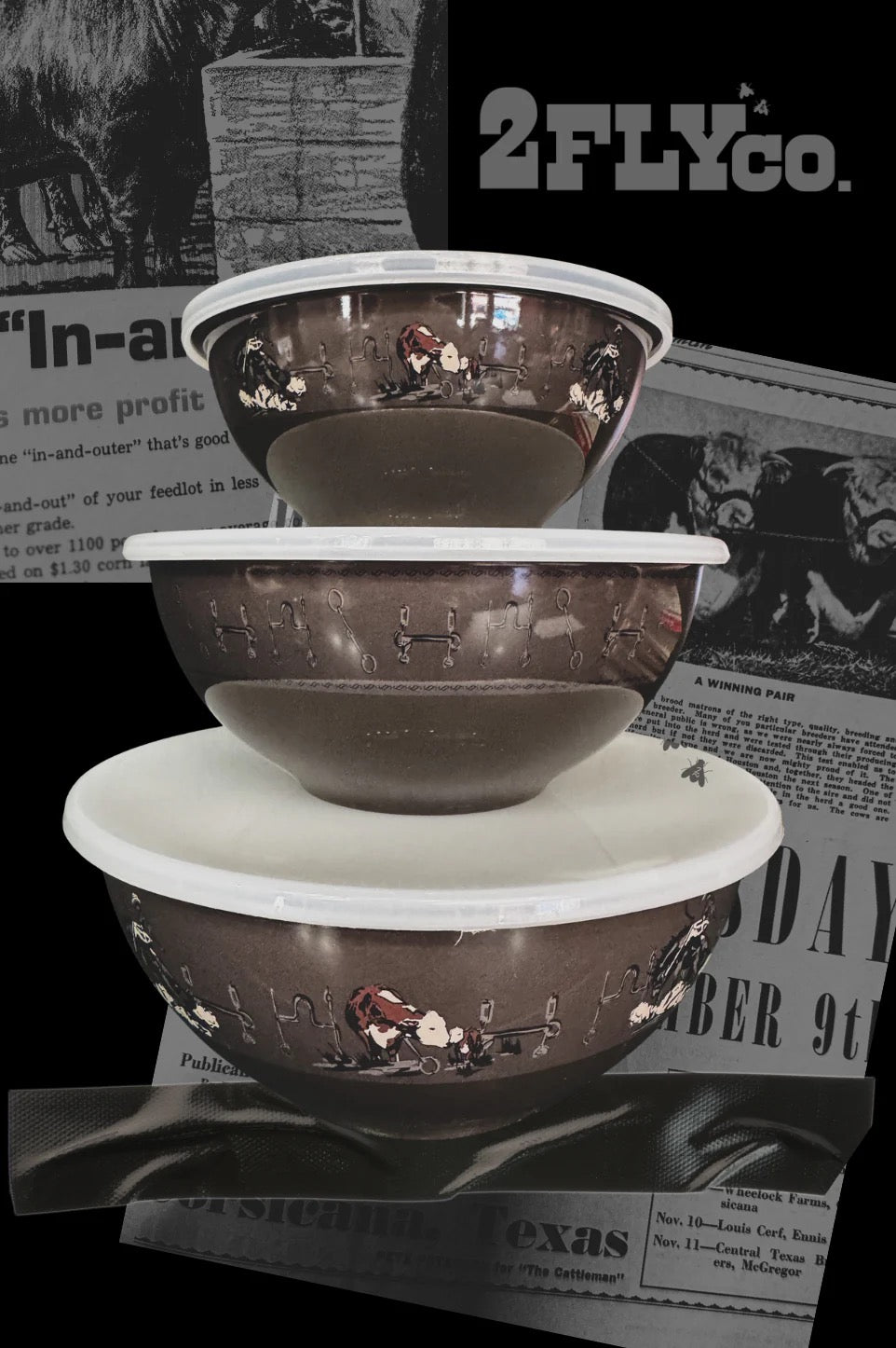 Set of 3 western bowls