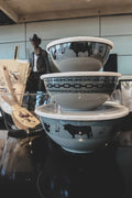 Set of 3 western bowls with lids with angus cattle designs 