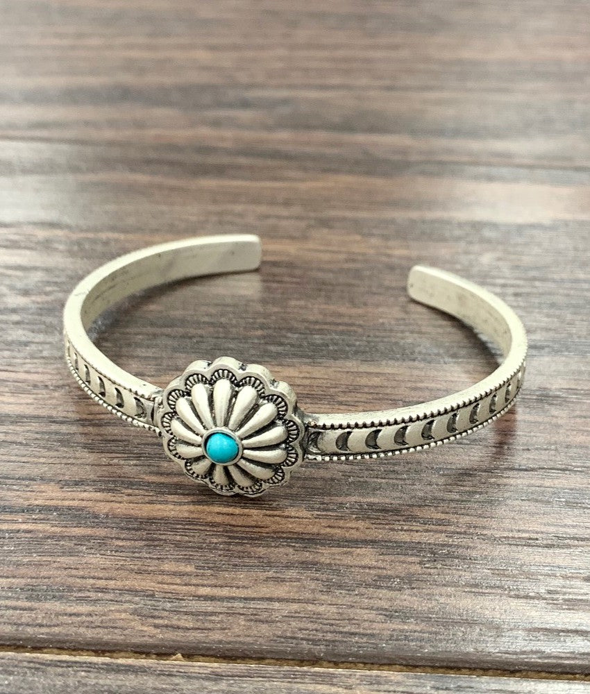 Turquoise flower cuff bracelet 5