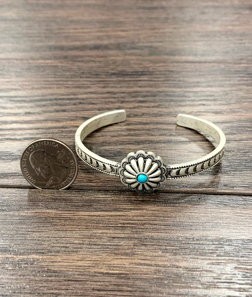 Turquoise flower cuff bracelet 5