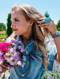 Faux turquoise lightning bolt shaped stud earrings 