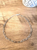 Silver Plated Paperclip Chain Choker – 14” + Extender