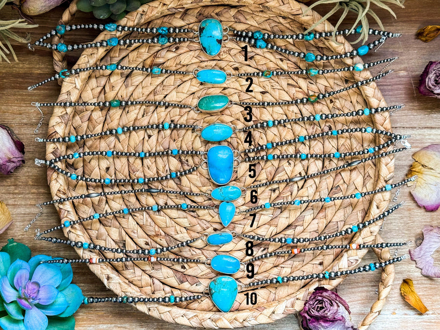 Sterling Silver & Turquoise Choker – 13” + Extender – In-House Silversmithing – Real Turquoise & Spiny Oyster Options
