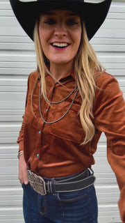 Velvet Cowgirl Button Up (Saddle)