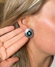 Western concho stud earrings