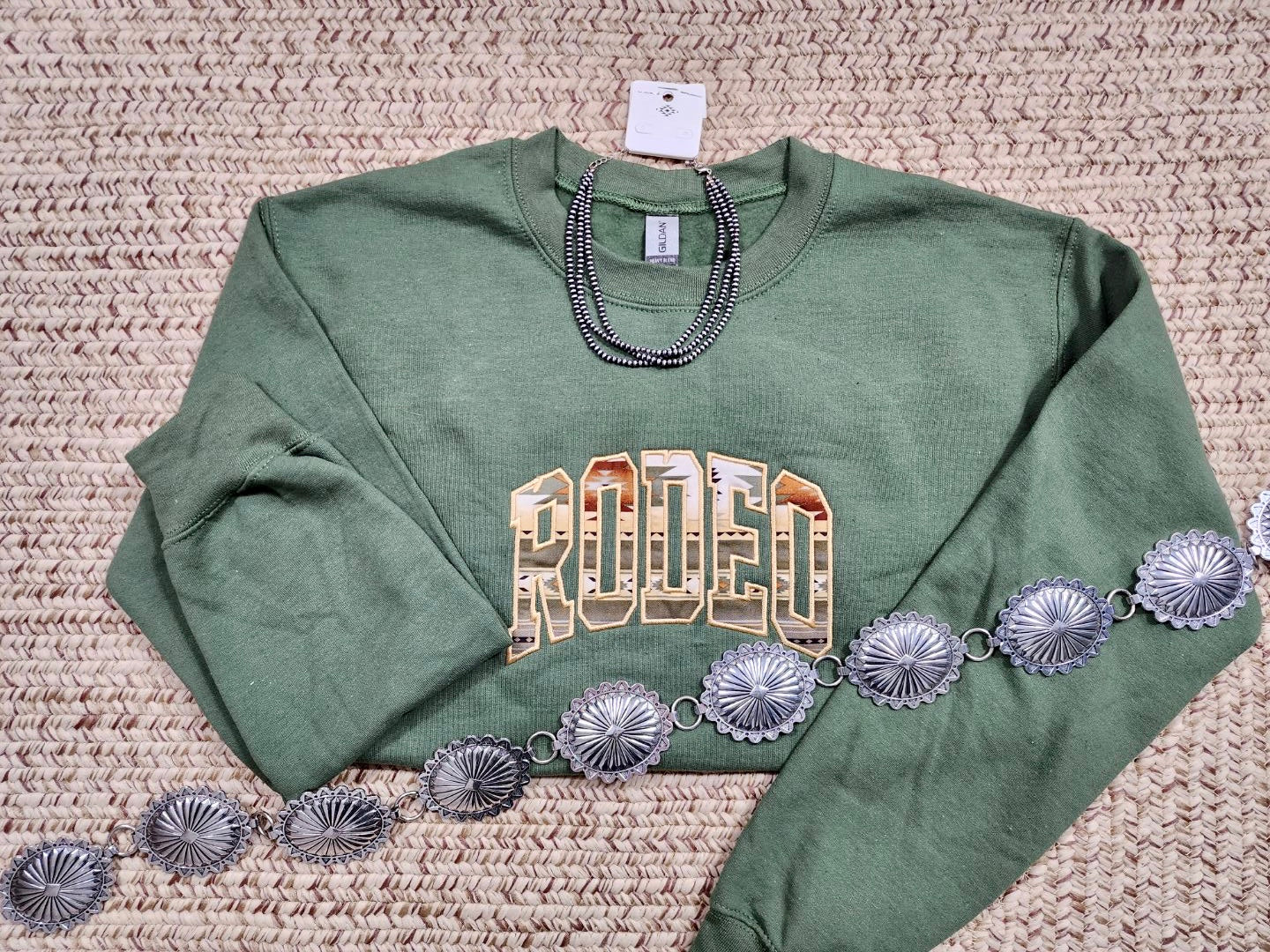 Rodeo embroidered olive sweatshirt