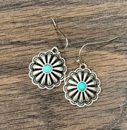 Natural turquoise concho earrings O