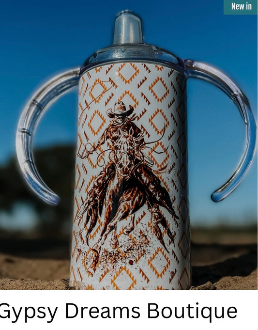 Sippy tumbler (straight on cowboy)