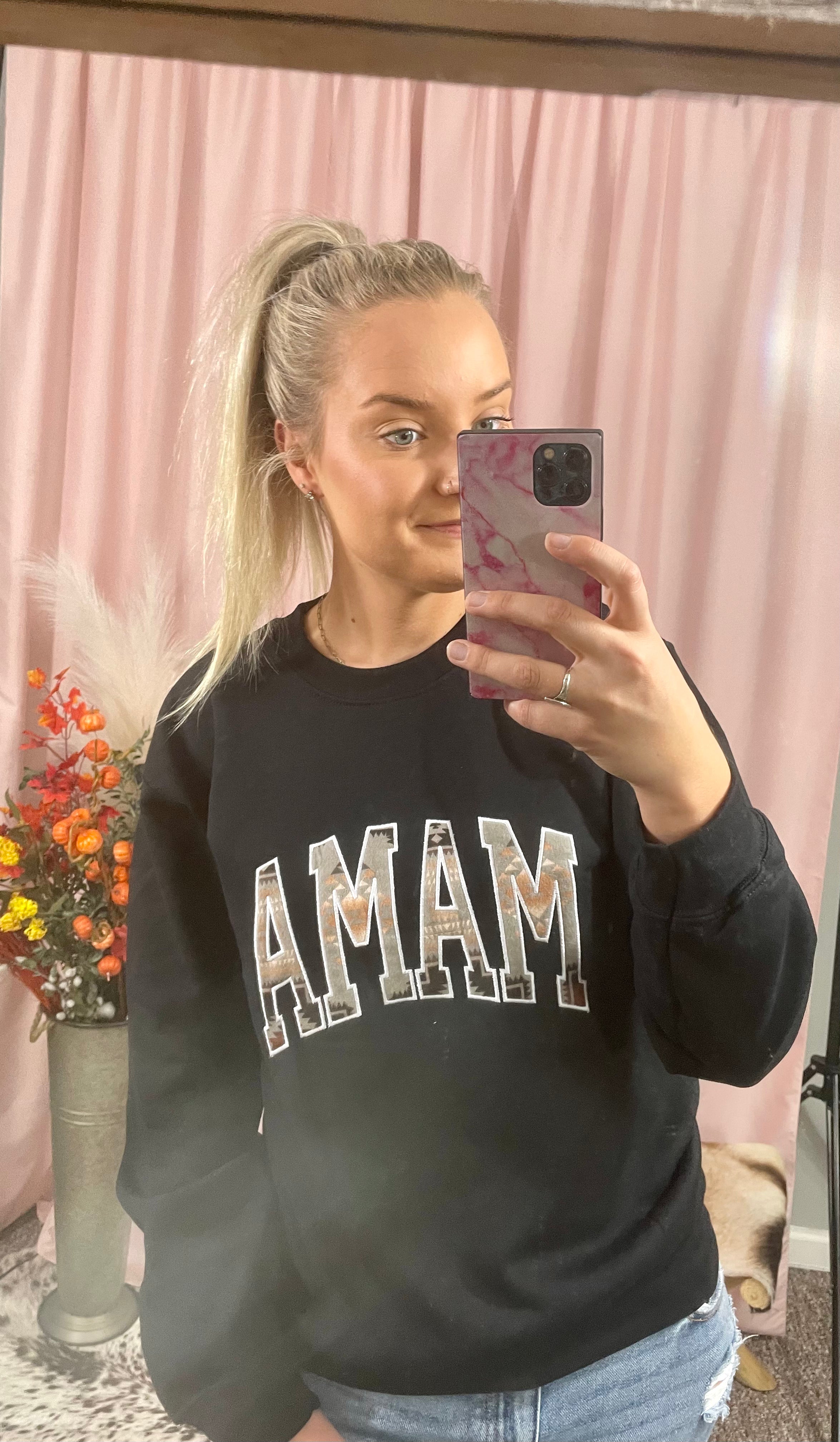 MAMA Pendleton Embroidered Sweatshirt