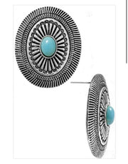 Oval concho stud earrings