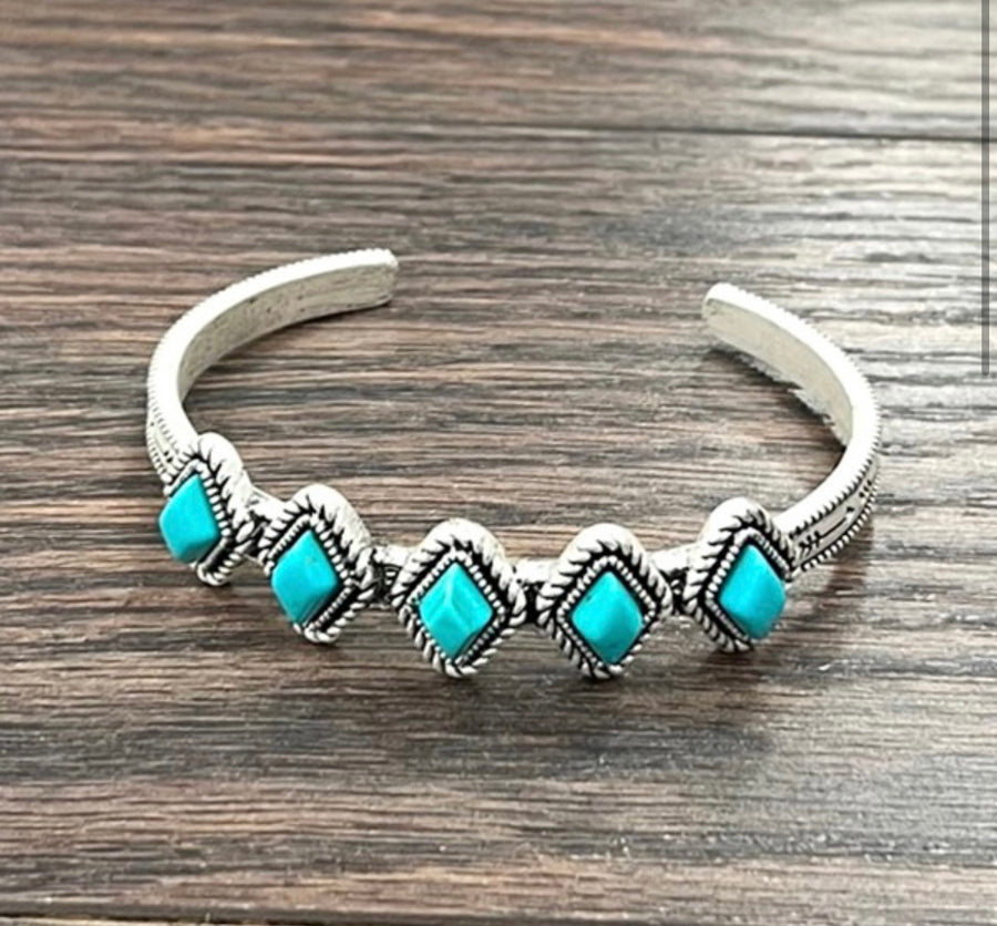 Turquoise diamonds cuff bracelet 4