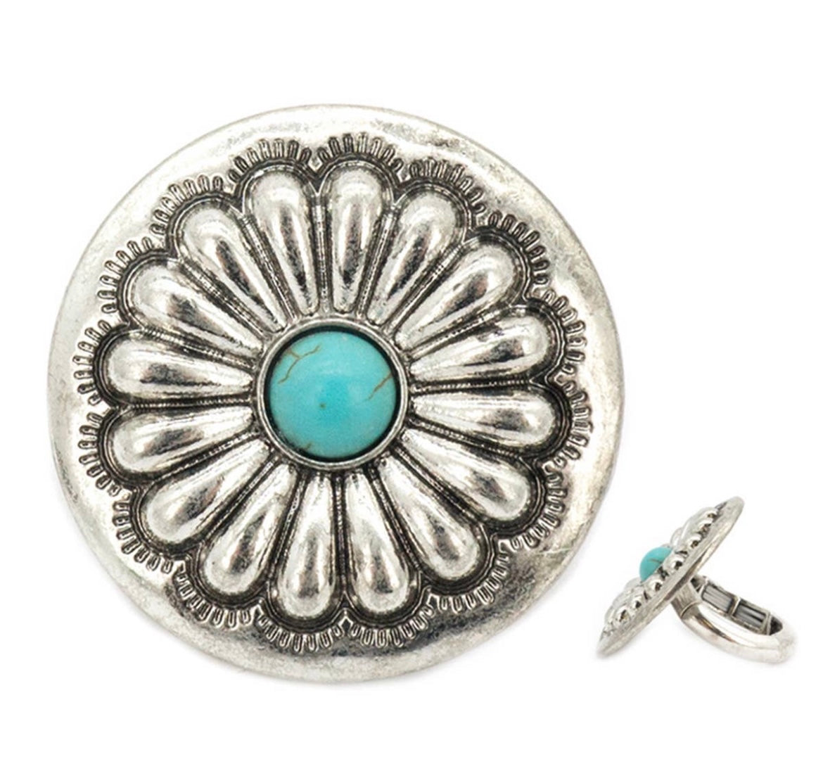 Turquoise flower stretch ring